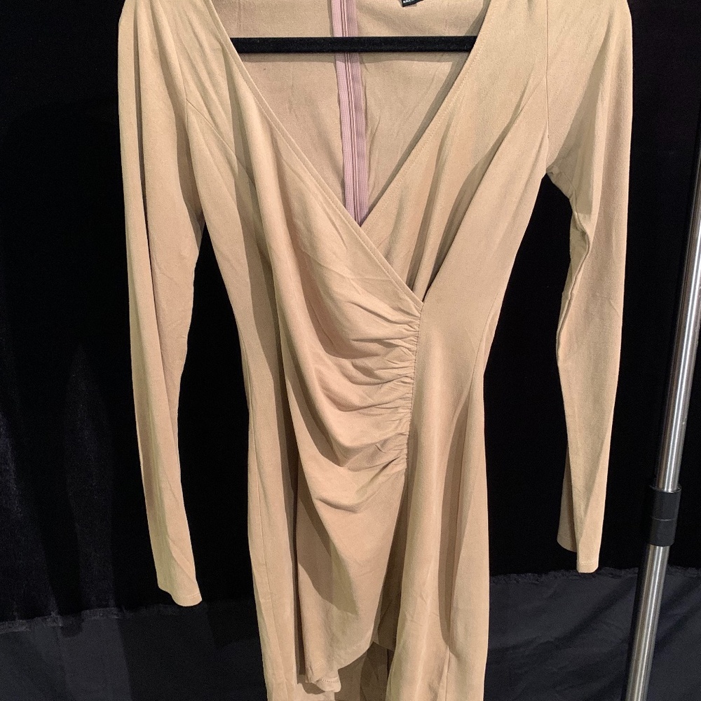 Pseudo-Suede Tan Forever 21 Fitted Dress Size S